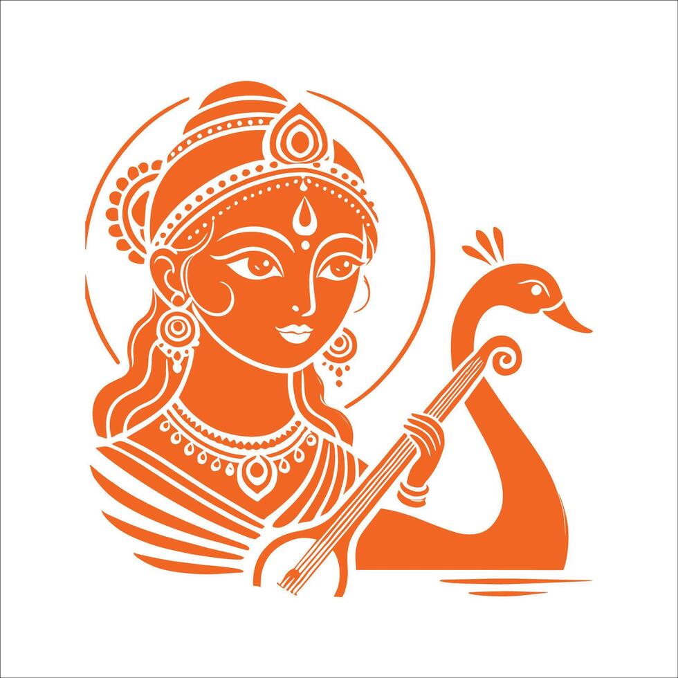 indian god saraswati maa on vasant panchami vector