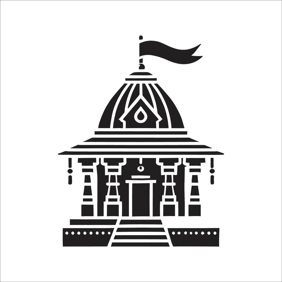 A Indian Temple Design Silhouette On White Background vector