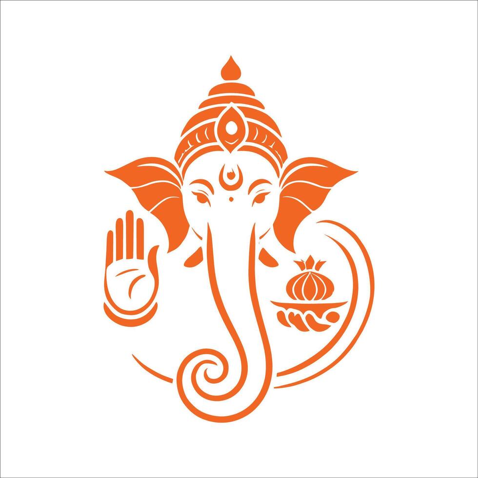 Ganpati Bappa Ganesh Chaturthi Festival Design Silhouette On White Background vector