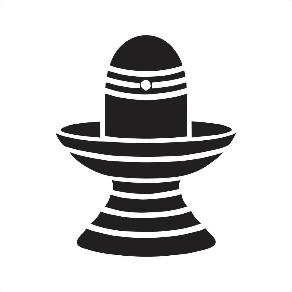 Happy Maha Shivratri With Shiva Lingam Design Silhouette On White Background vector
