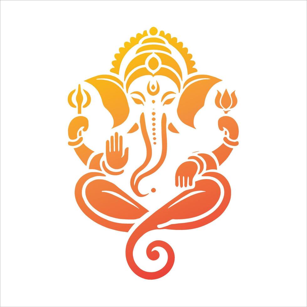 Lord Ganesh Hindu God Silhouette for Ganesh Chaturthi and Vinayaka Chavithi Celebration is shown in a stylized design vector