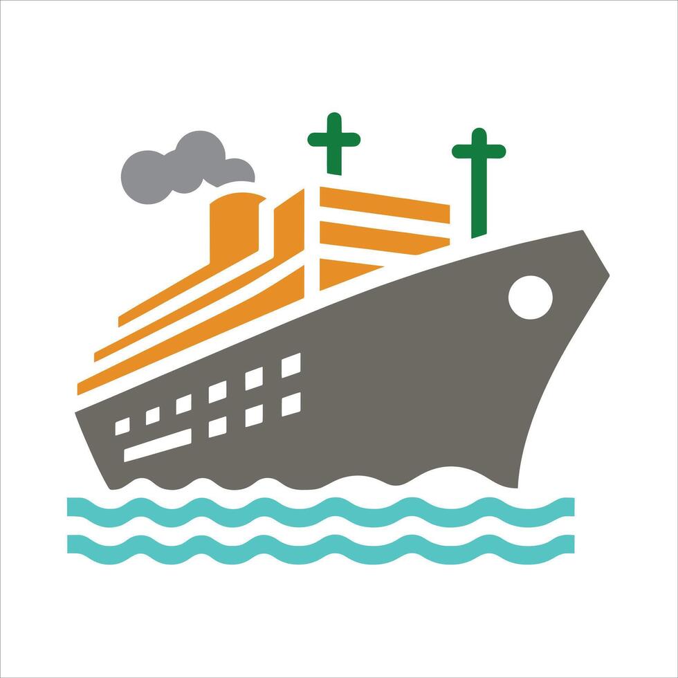 A cruise ship with crosses on it vector