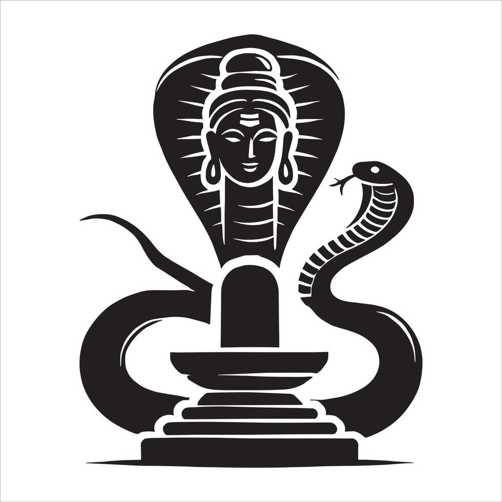The hindu god shiva is sitting on a stone with a snake vector
