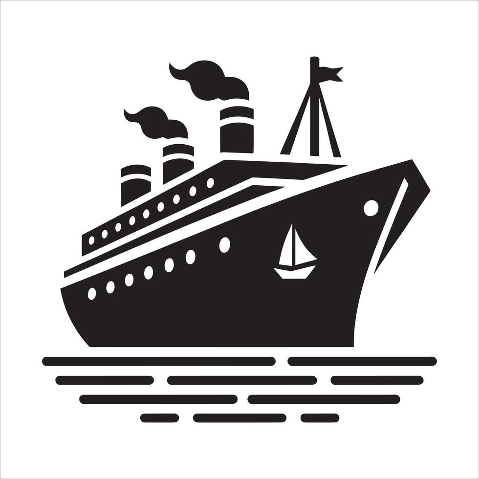 A black and white image of a ship vector