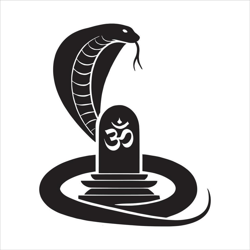 A snake with an om symbol on top of a stone vector