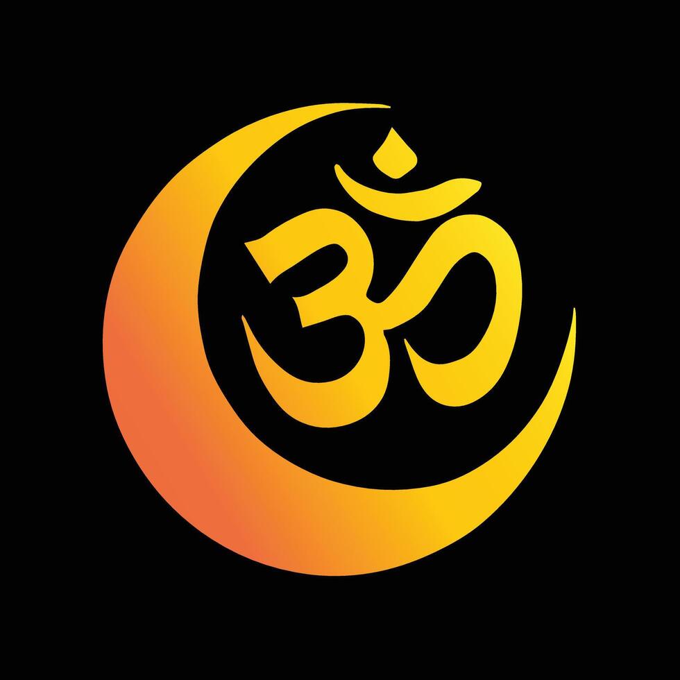 The om symbol is shown in a black background vector