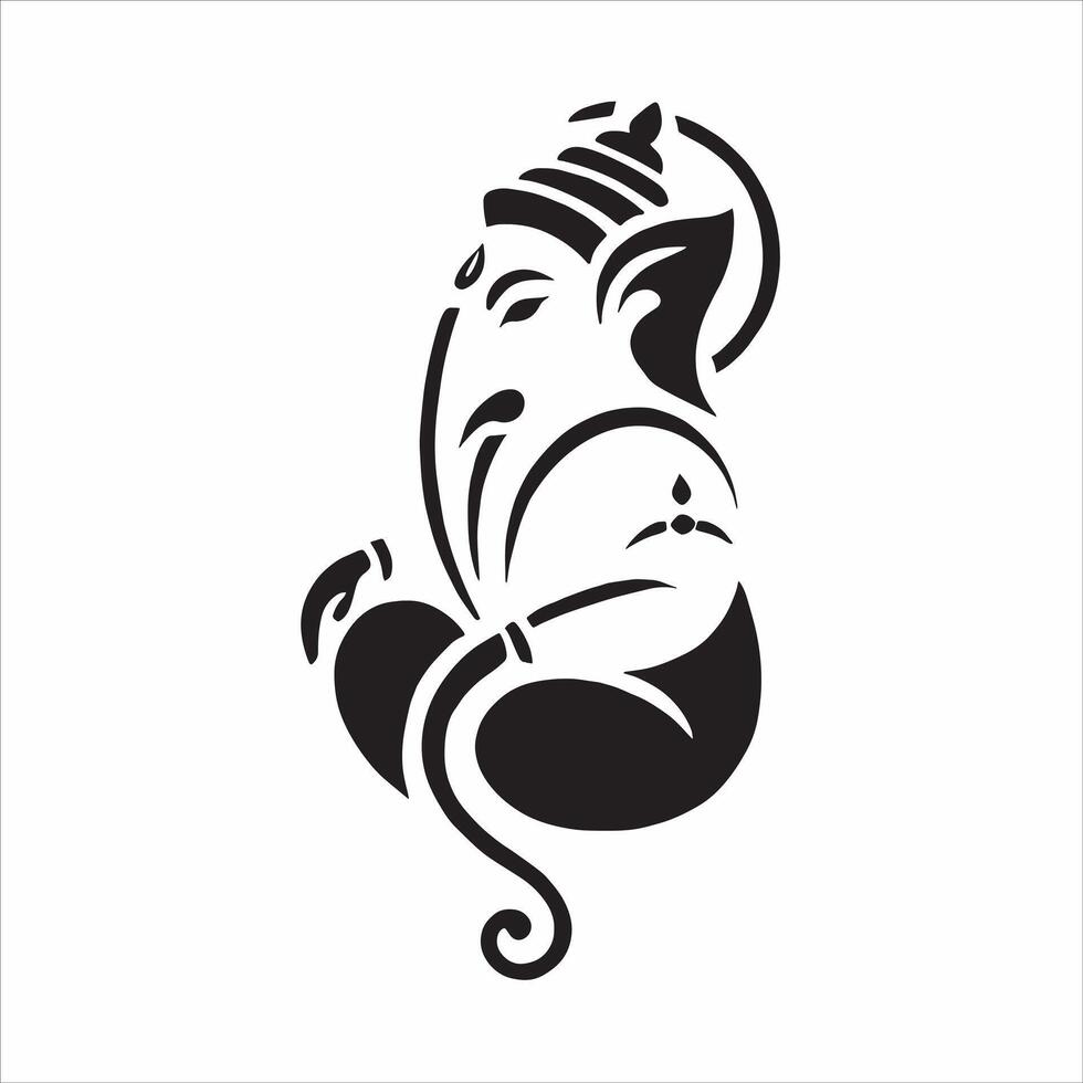 Vinayaka Chavithi Hindu God Lord Ganesh Black and White Silhouette Illustration for Ganesh Chaturthi vector