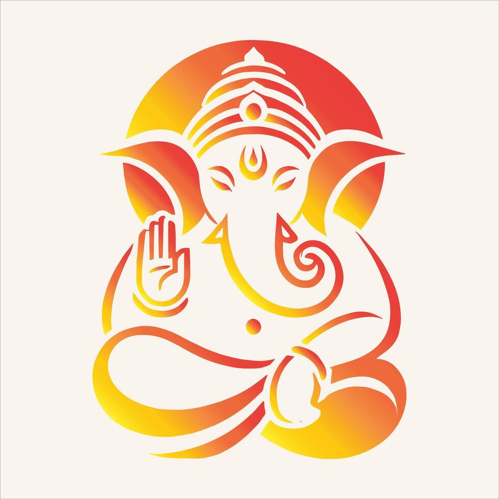 Vinayaka Chavithi Celebration Hindu God Lord Ganesh Black and White Silhouette for Ganesh Chaturthi The ganesh idol is sitting in the lotus position vector