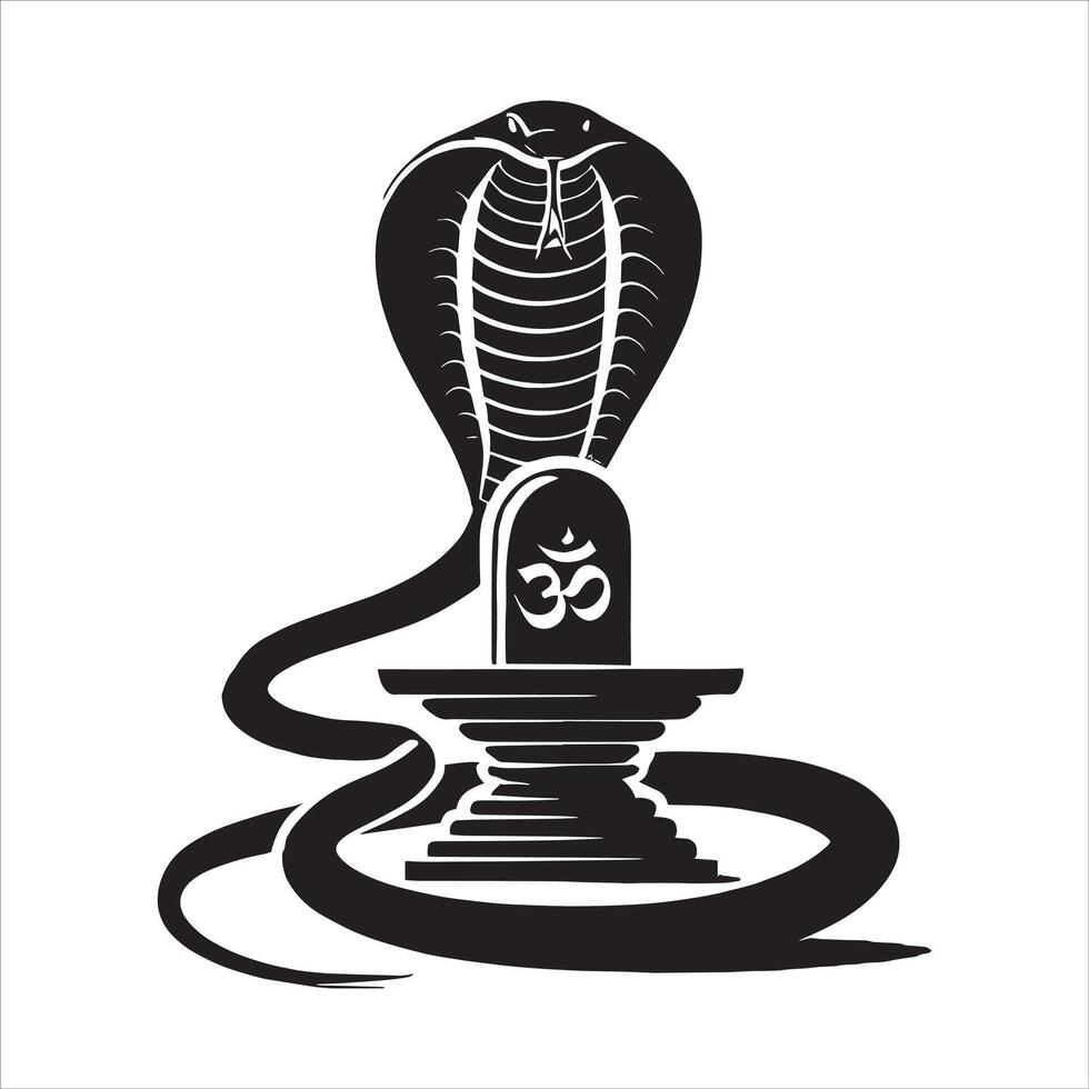 A cobra sitting on a stone with an om symbol vector