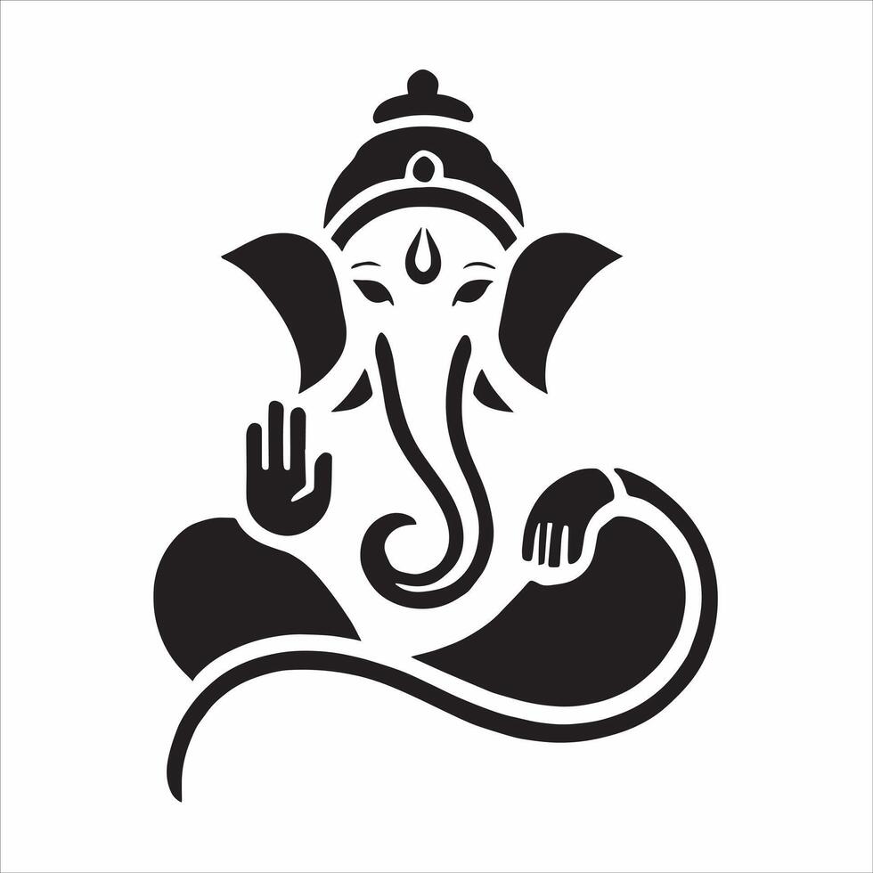 The hindu god ganesha is shown in a black and white design vector