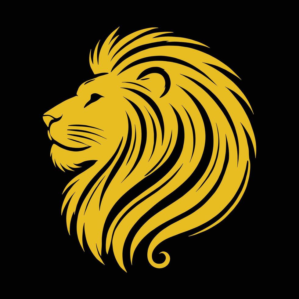 Lion head on black background vector