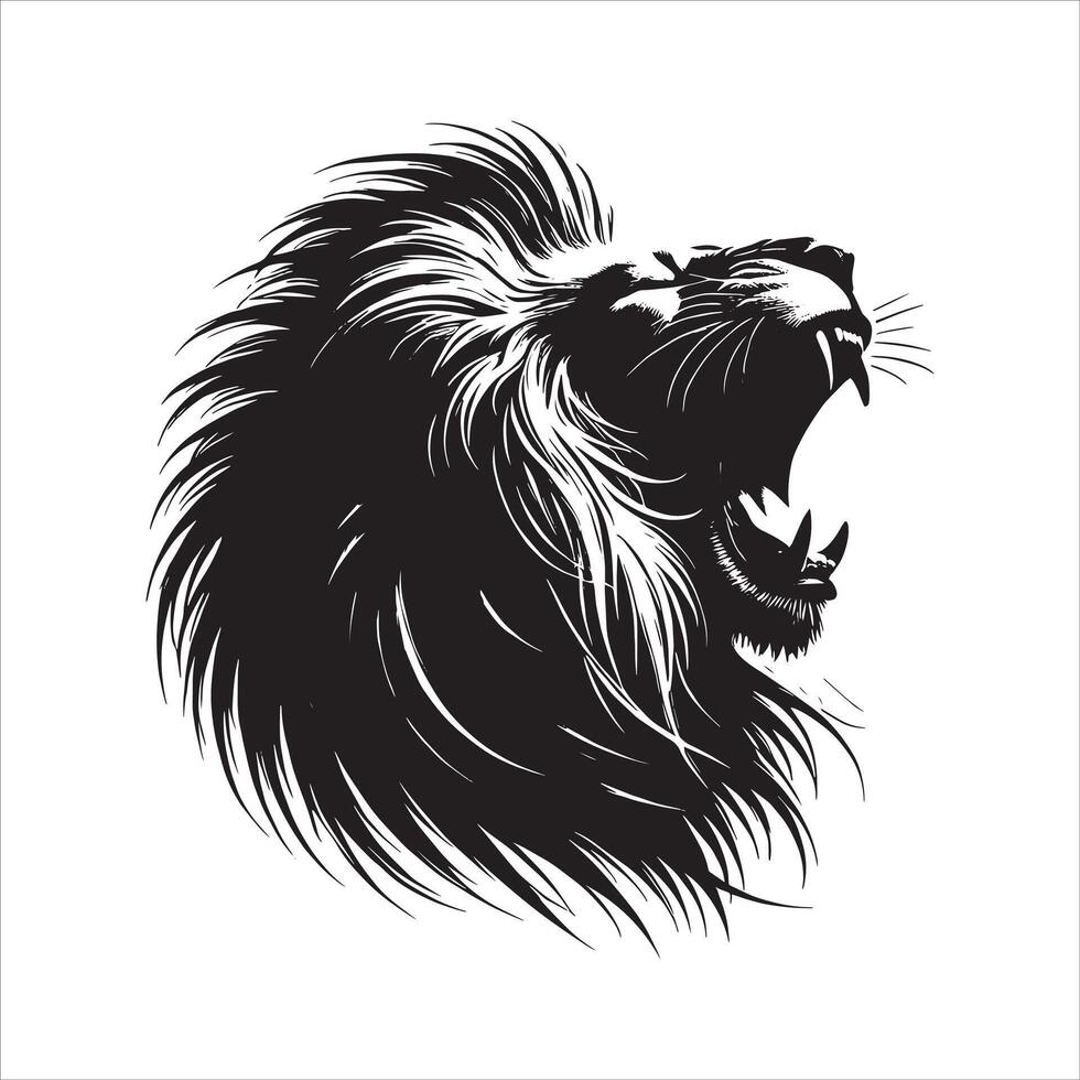 Lion head silhouette on white background vector