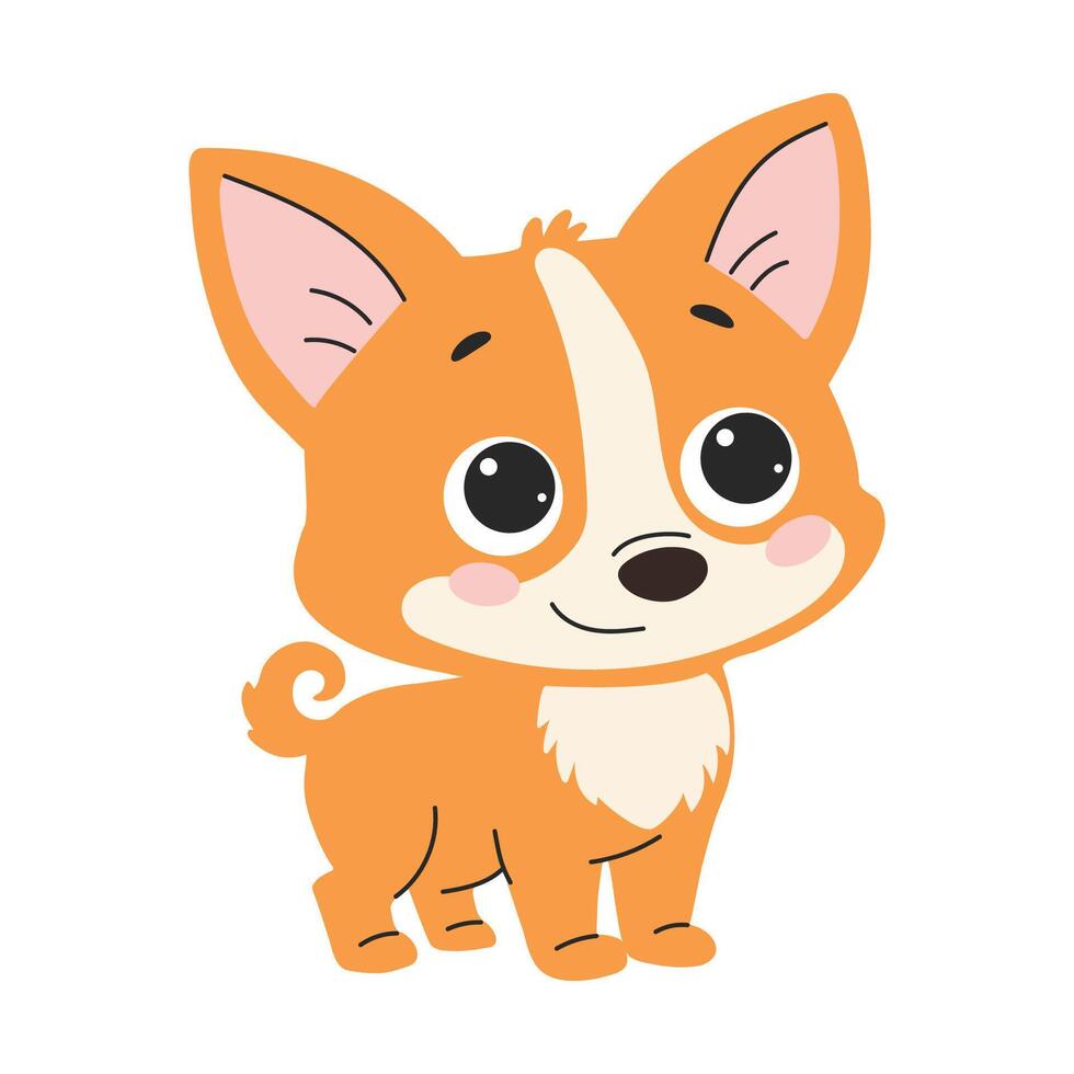 Cute cartoon dog. Cute Welsh Corgi puppy. illustration isolated on a white background. vector