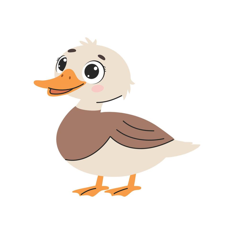 Cute duck cartoon Illustration isolated on a white background. vector