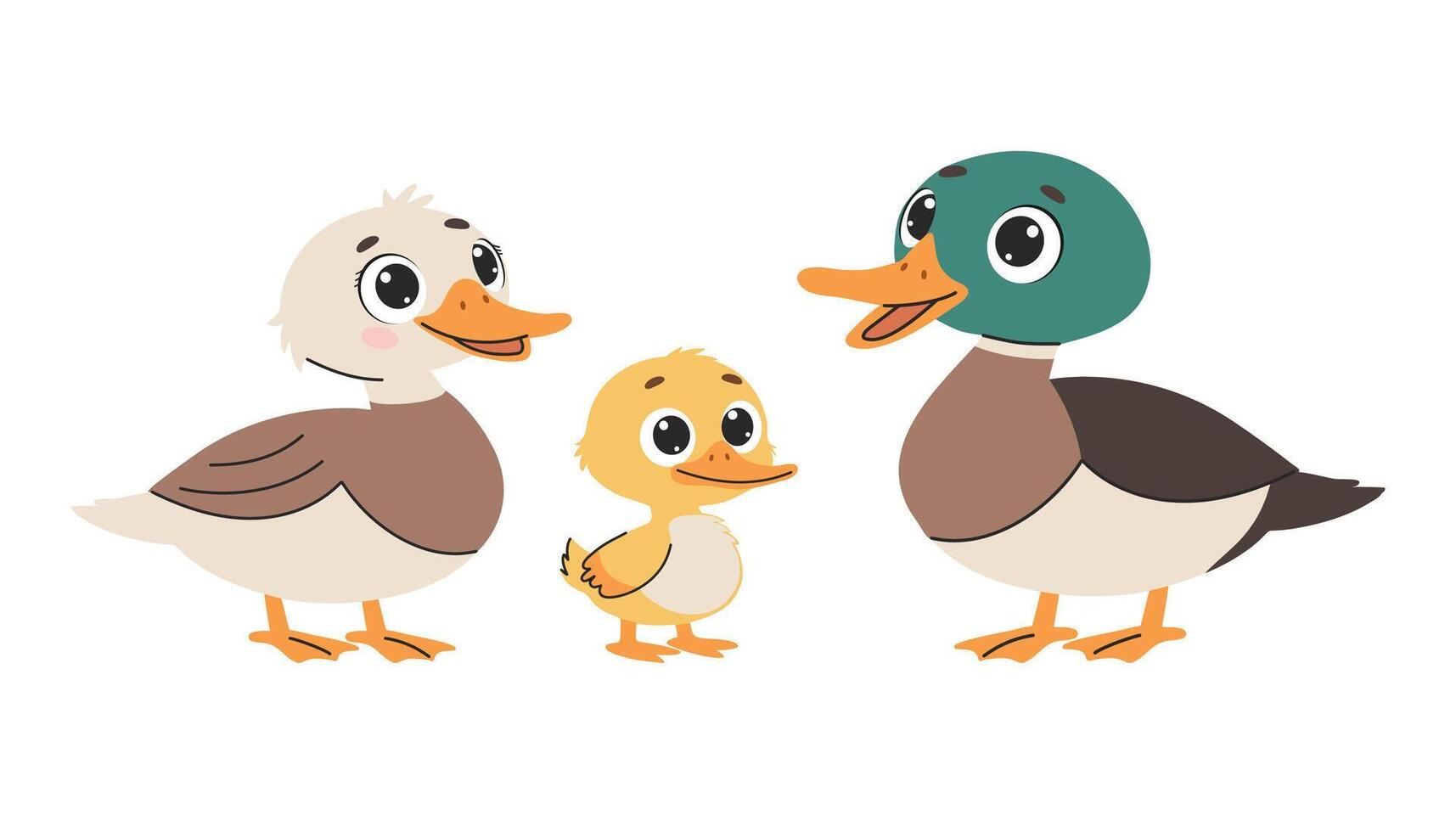 Cute duck family. illustration isolated on a white background. vector
