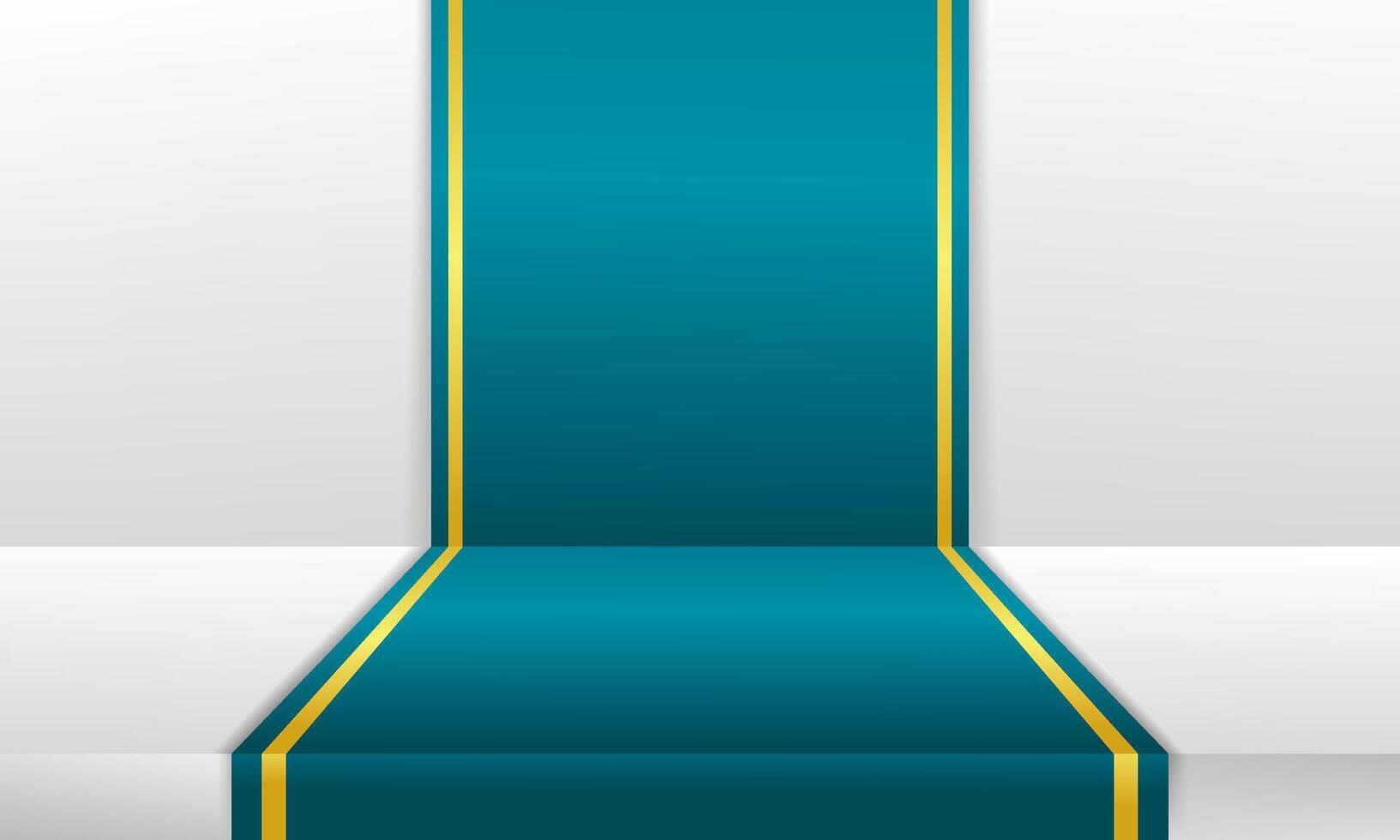 Luxurious blue carpet with golden stripes, ideal for premium product displays or stylish interior themes vector