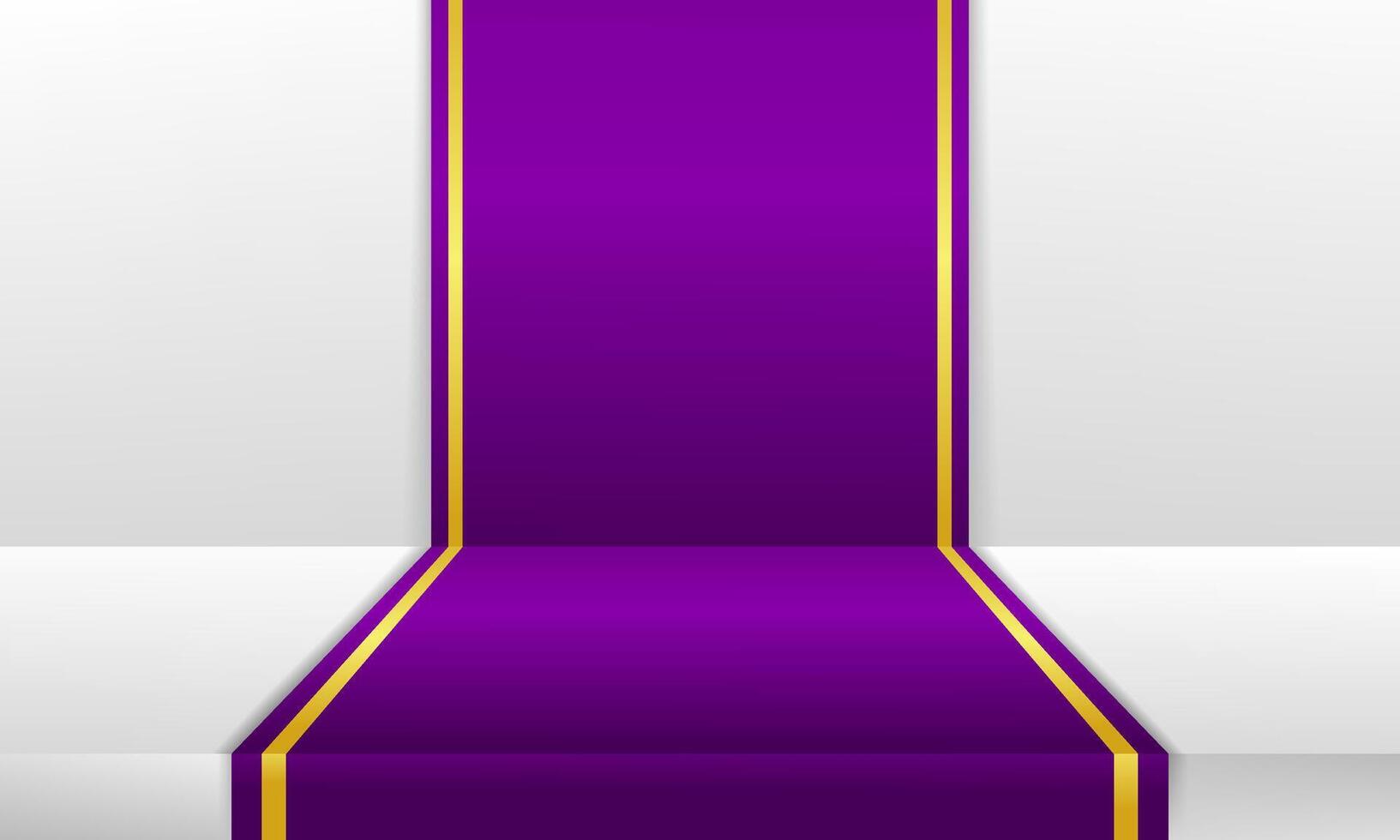 Luxurious purple carpet with gold details, perfect for royal and elegant displays, runways, or event backdrops. Exudes richness and sophistication vector
