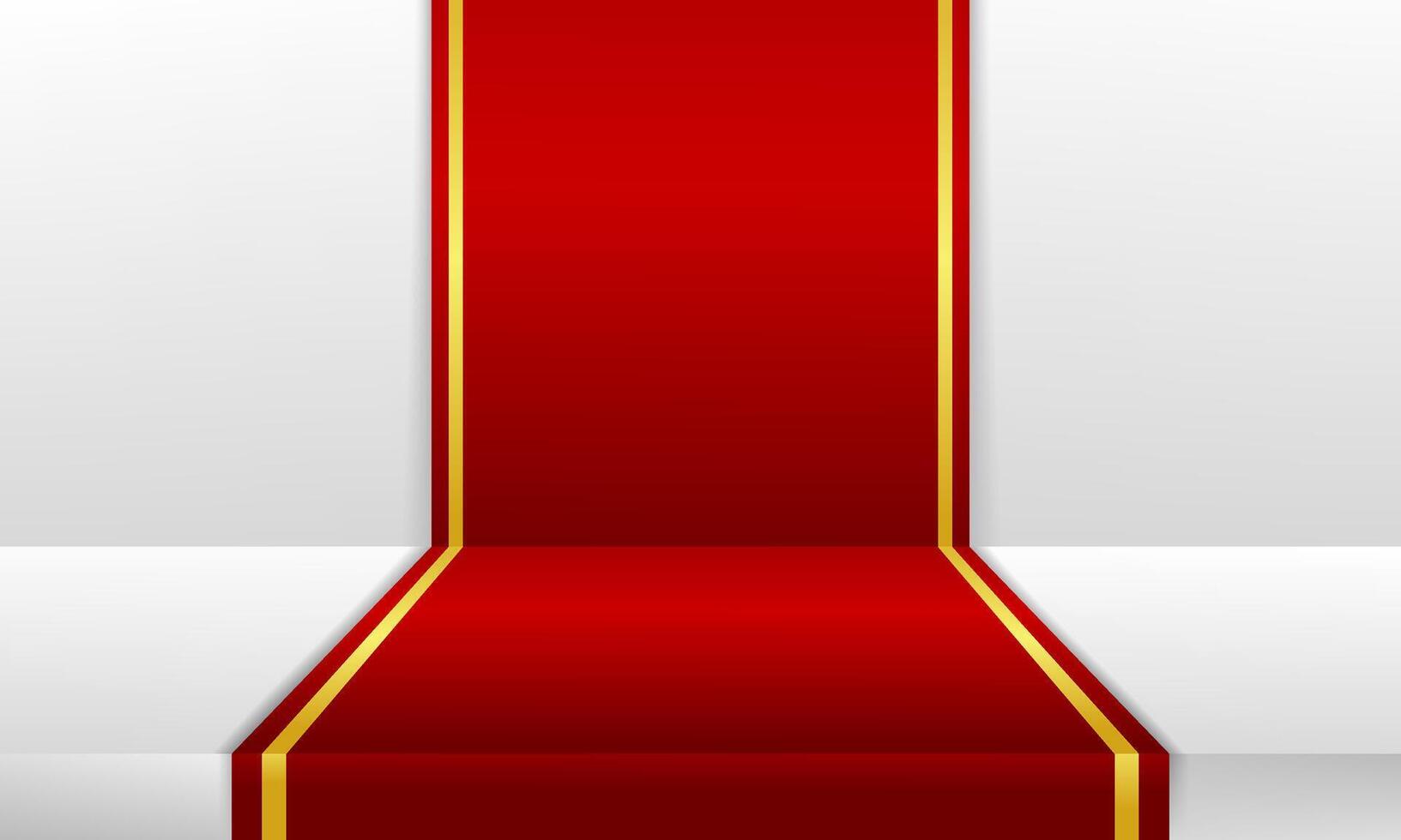 Bold red carpet with golden highlights, ideal for premium events, luxury branding, or royal themed backgrounds vector