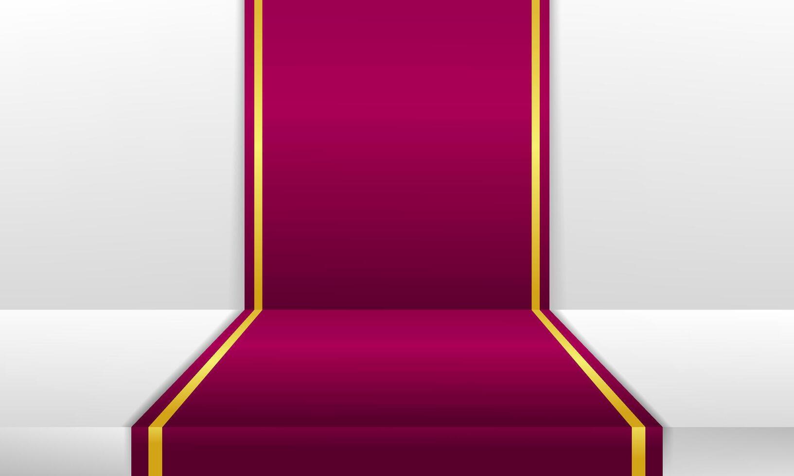 Vibrant magenta carpet with gold edges, creating a luxurious and eye-catching backdrop for high-end events, displays, and premium settings vector