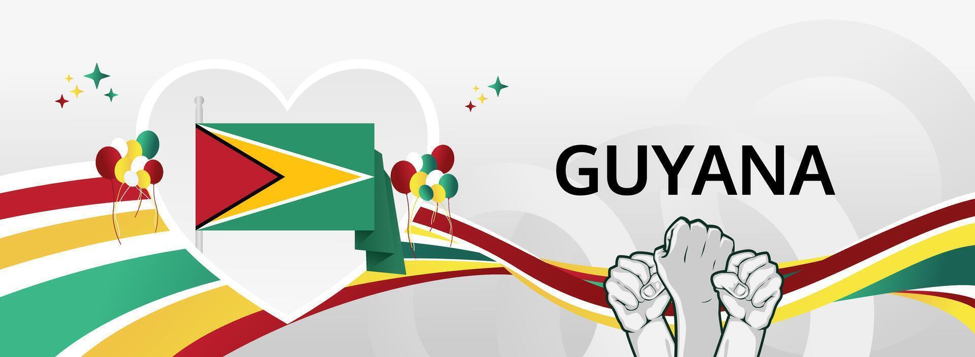 Mark Guyana National Day on May 26th with a festive banner in flag colors. Perfect for supporting culture, tourism, and holiday events. vector