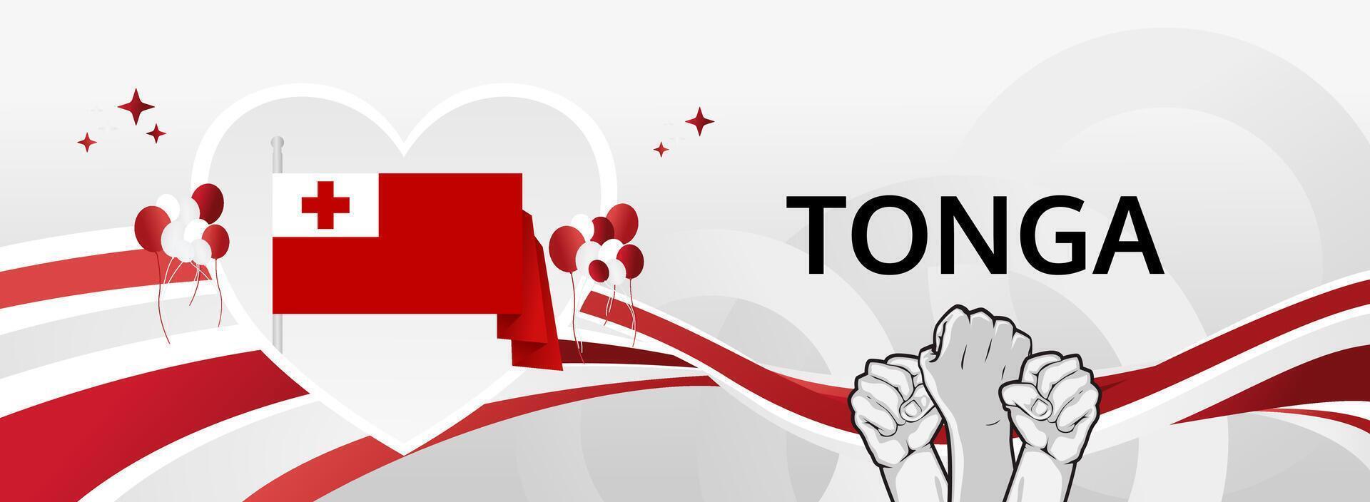 Tonga Independence Day, June 4th. A flag inspired banner celebrating national pride, perfect for cultural events, tourism, and festive occasions. vector