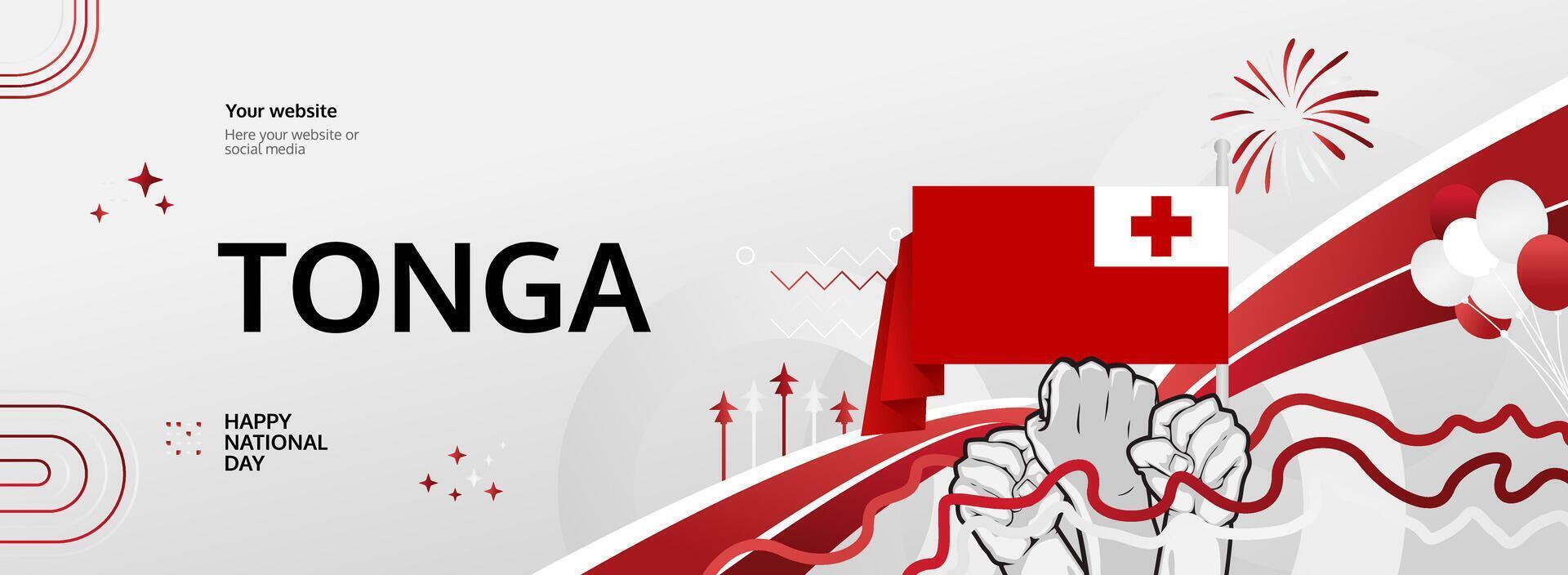June 4th Tonga Independence Day. A bright flag colored banner, ideal for cultural festivals, feasts, and tourism promotions. vector