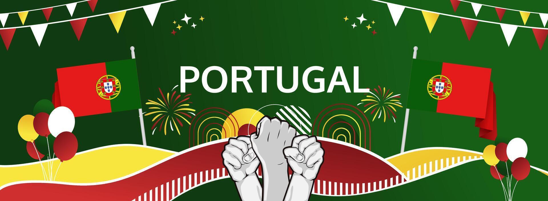 Portugal Day celebrations in style. A colorful banner for National or Independence Day events, perfect for cultural festivals and tourism support. vector