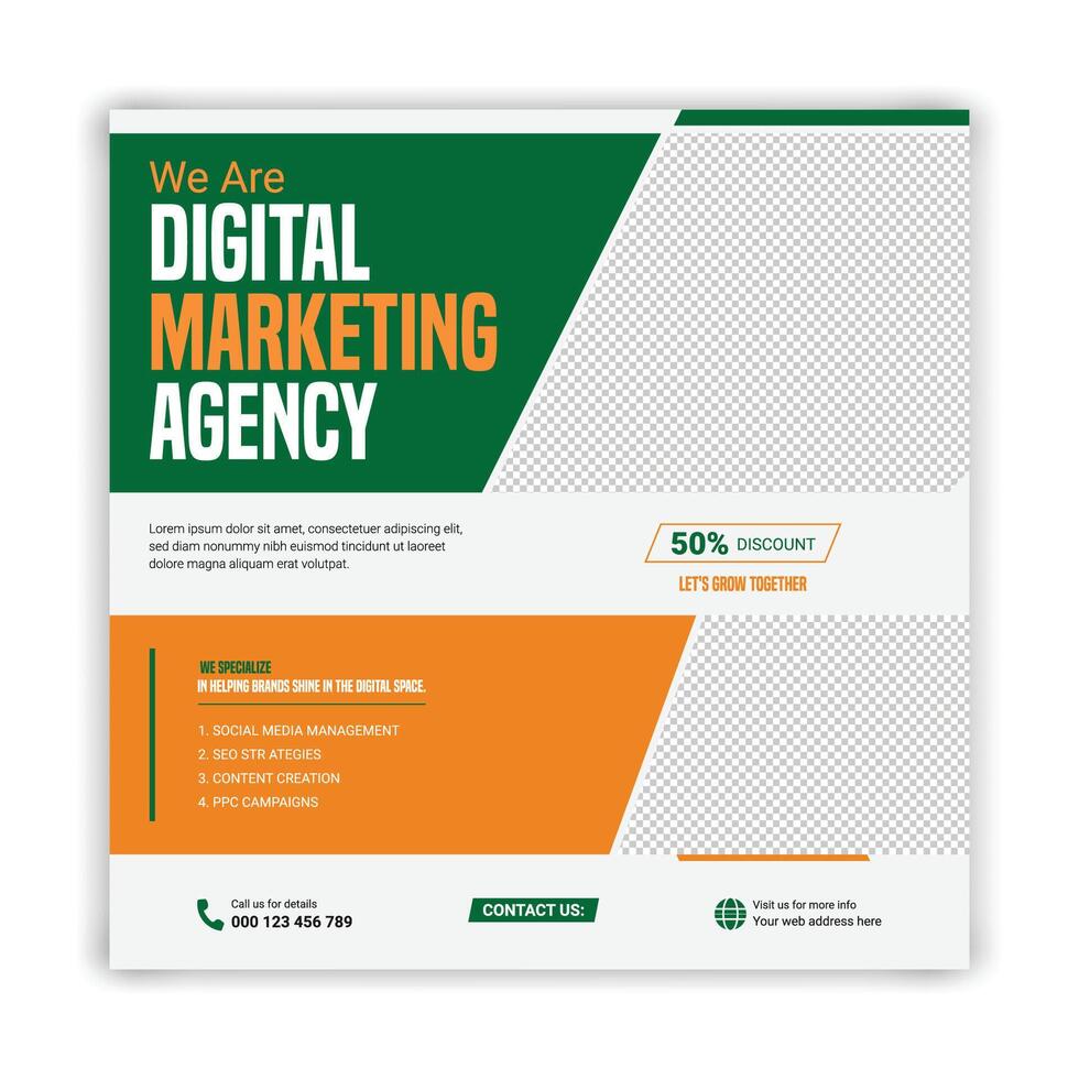 Digital marketing social media post template, digital flyer design, web banner layout vector
