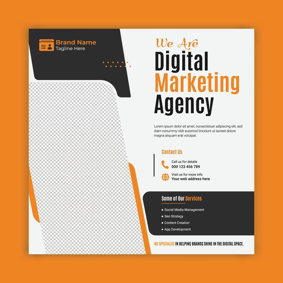 Digital marketing agency social media post template, digital flyer design, web banner layout vector