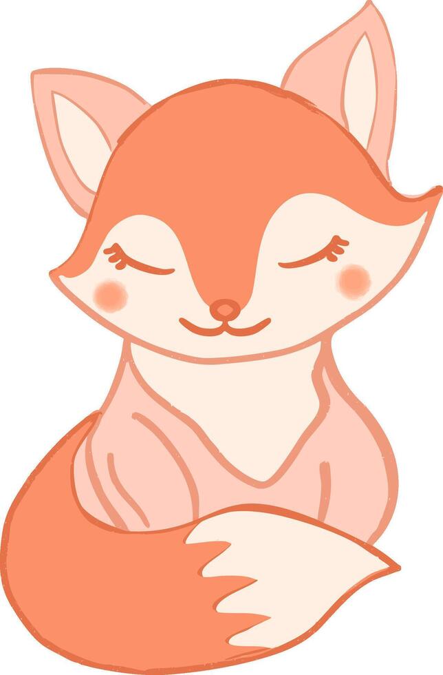 Adorable Fox Illustration with Closed Eyes vector