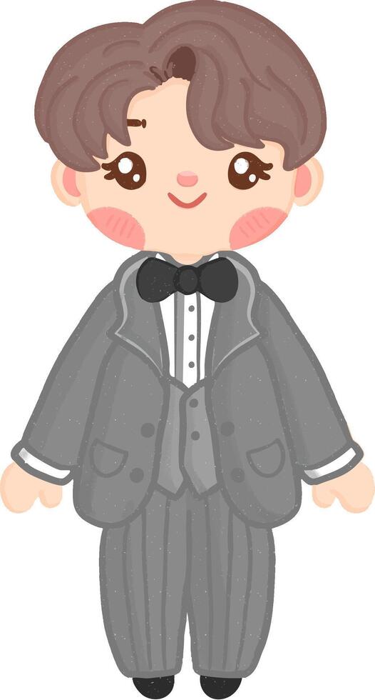 the groom wearing tuxedo illustration vector