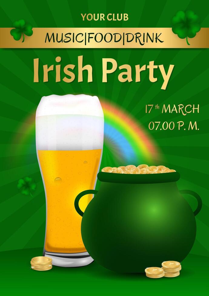St. Patrick's Day Party Poster, Vertical Banner vector
