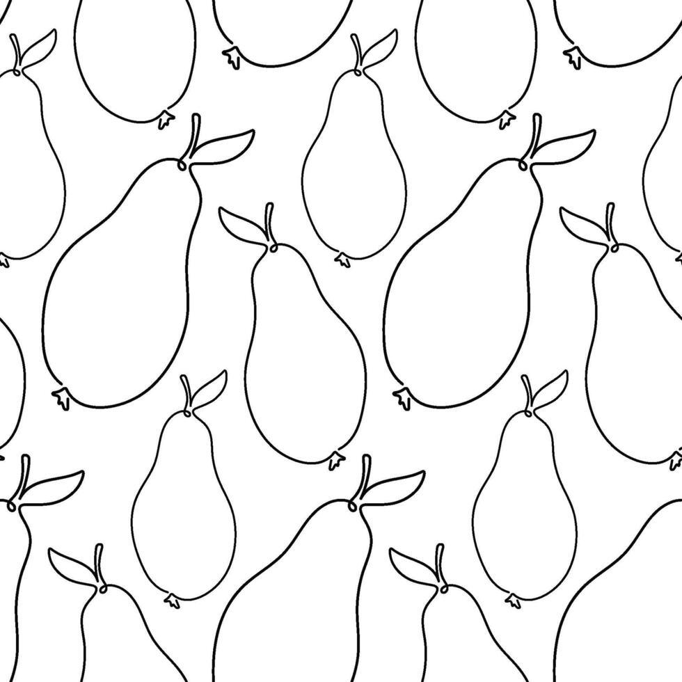 Minimalistic One Line Pear Pattern on a White Background vector