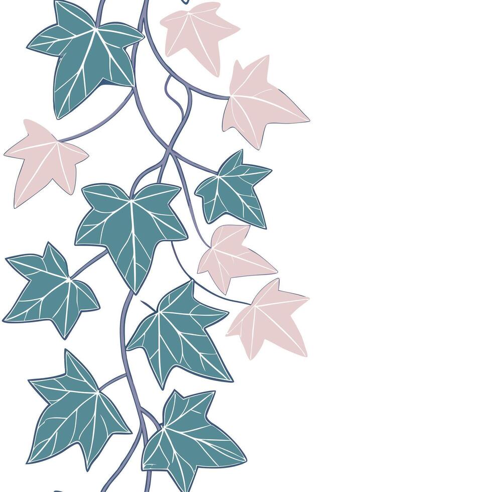 Botanical Garden Ivy Seamless Tile Pattern Embrace Nature with Various Ivy Species in Serene Natural Greens on White Background for Tranquil Spaces vector
