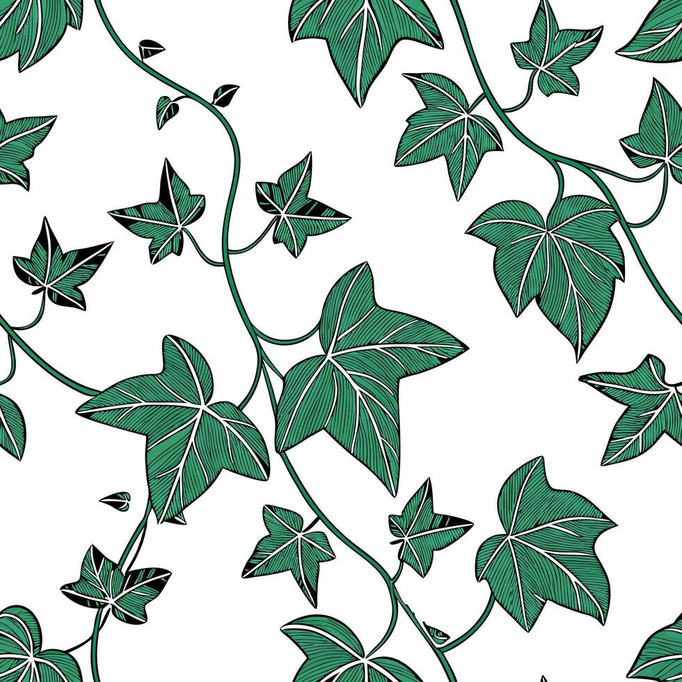 Glamorous Art Deco Ivy Tile Pattern with Gold Accents for Interiors vector