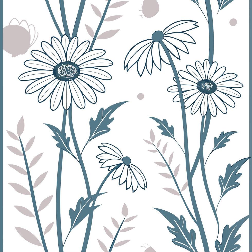 Elegant Art Nouveau Sunflower Seamless Tile Pattern in Pastel Colors for Dining Room Decor vector