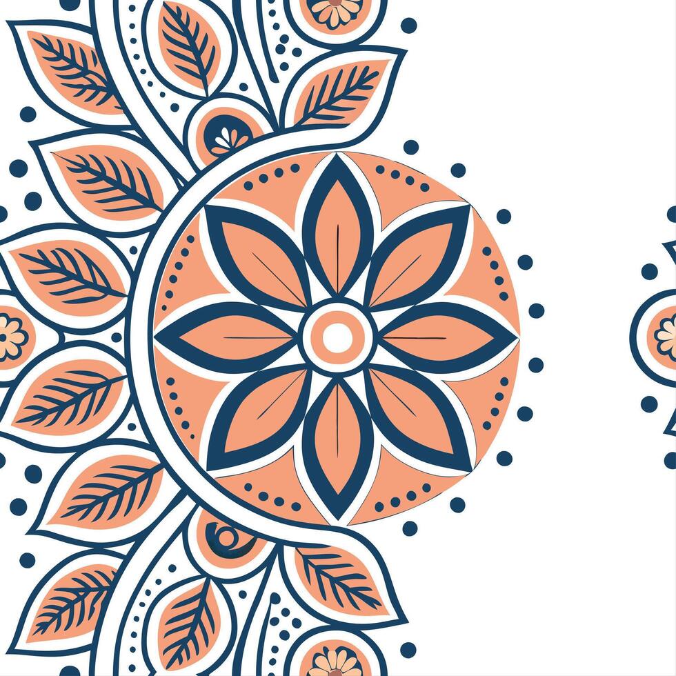 Art Nouveau Floral Mandala Seamless Tile Pattern Elegant Pastel Design for Dining Rooms vector