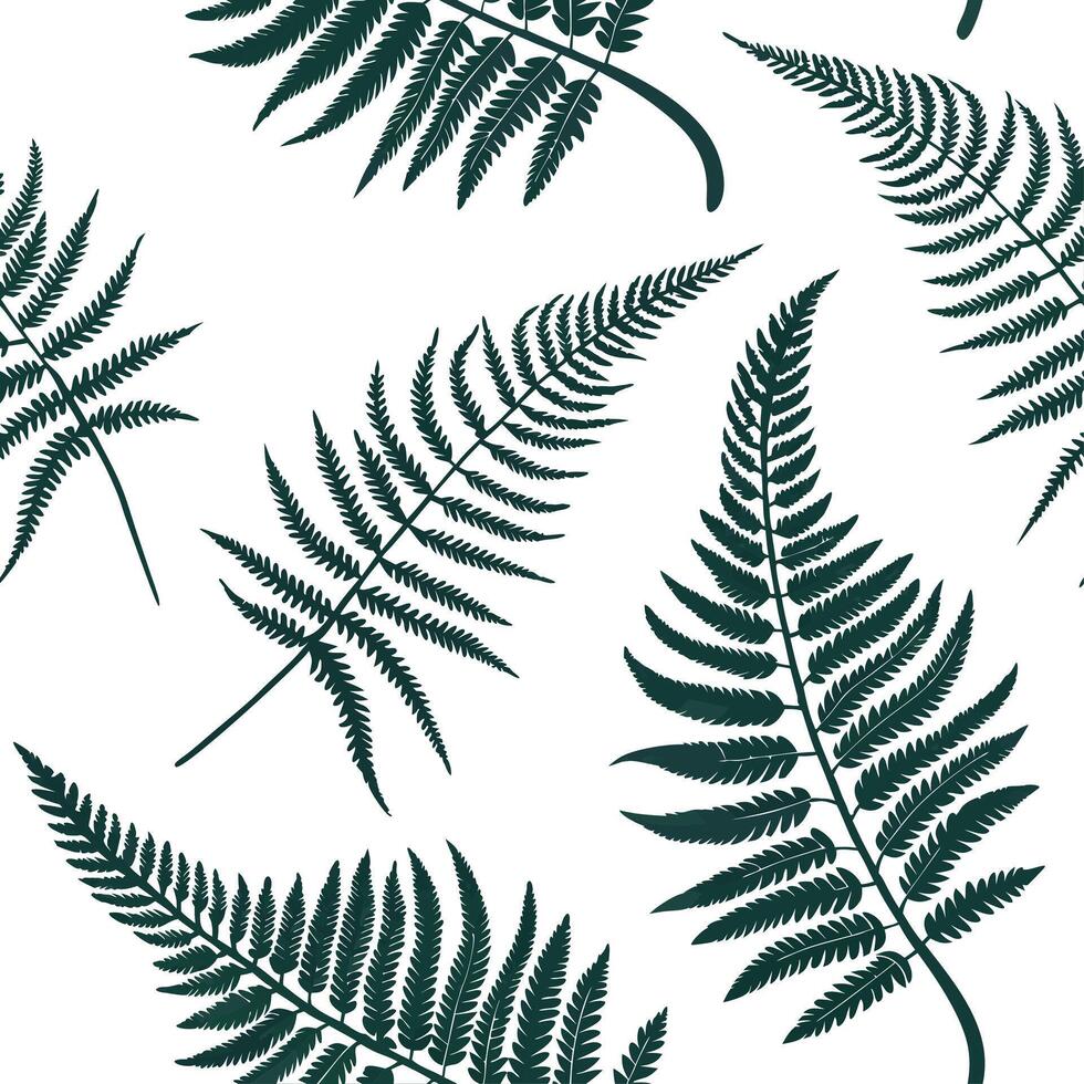Botanical Garden Fern Seamless Tile Pattern Diverse Fern Species in Natural Green Hues vector