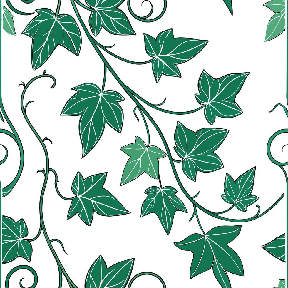 Art Deco Ivy Seamless Tile Pattern Symmetrical Motifs Gold Accents for Glamorous Interiors vector