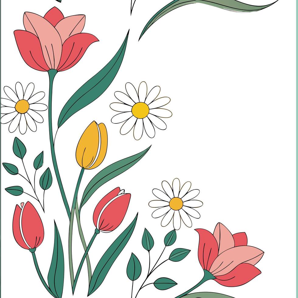 Art Deco Garden Flowers Seamless Tile Pattern Geometric Floral Shapes Gold Accents for Luxurious Interiors vector