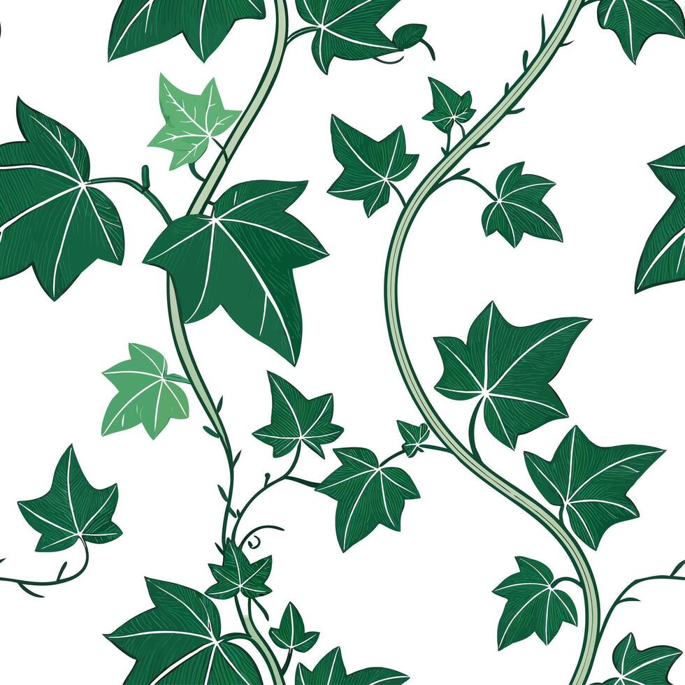 Art Deco Ivy Seamless Tile Pattern Symmetrical Ivy Motifs with Gold Accents for Glamorous Interior Design vector