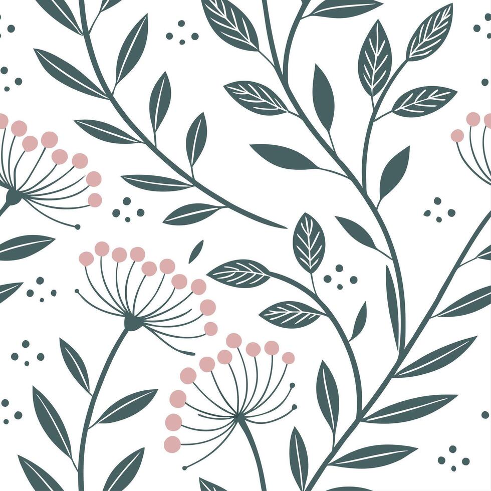 Seamless floral pattern with leaves and flowers vector