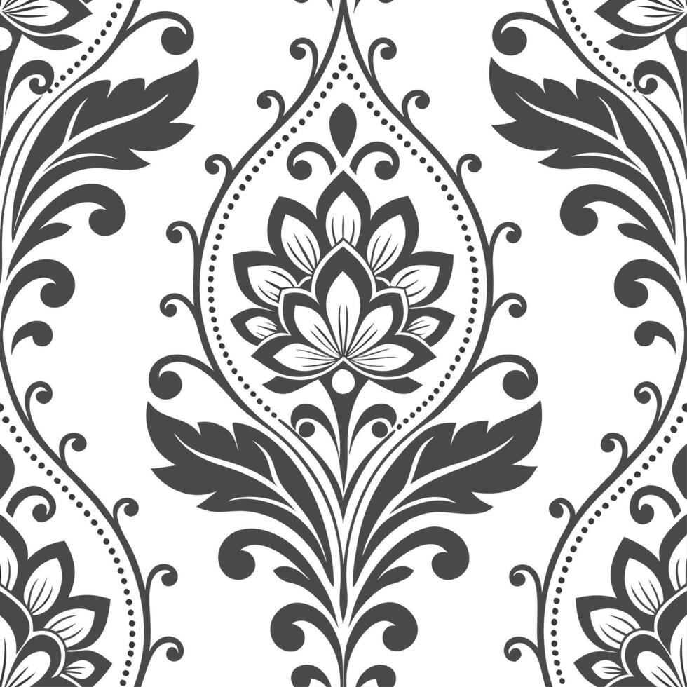 Seamless floral pattern with black and white flowers vector