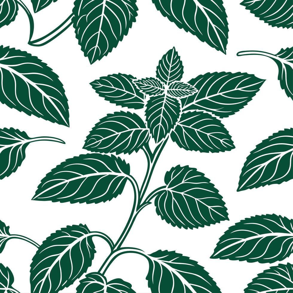A seamless pattern with green leaves on a white background vector