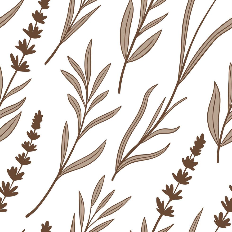 Seamless pattern of leaves and flowers vector
