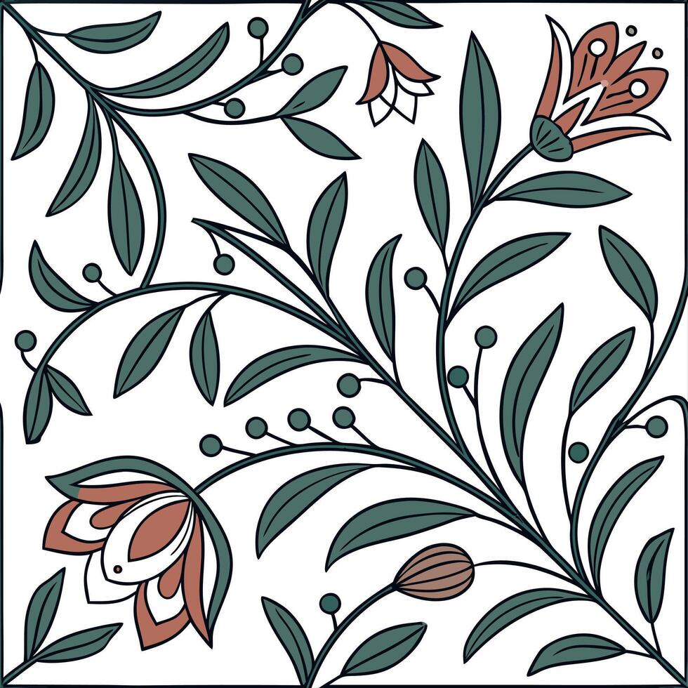 A floral pattern in red and green vector