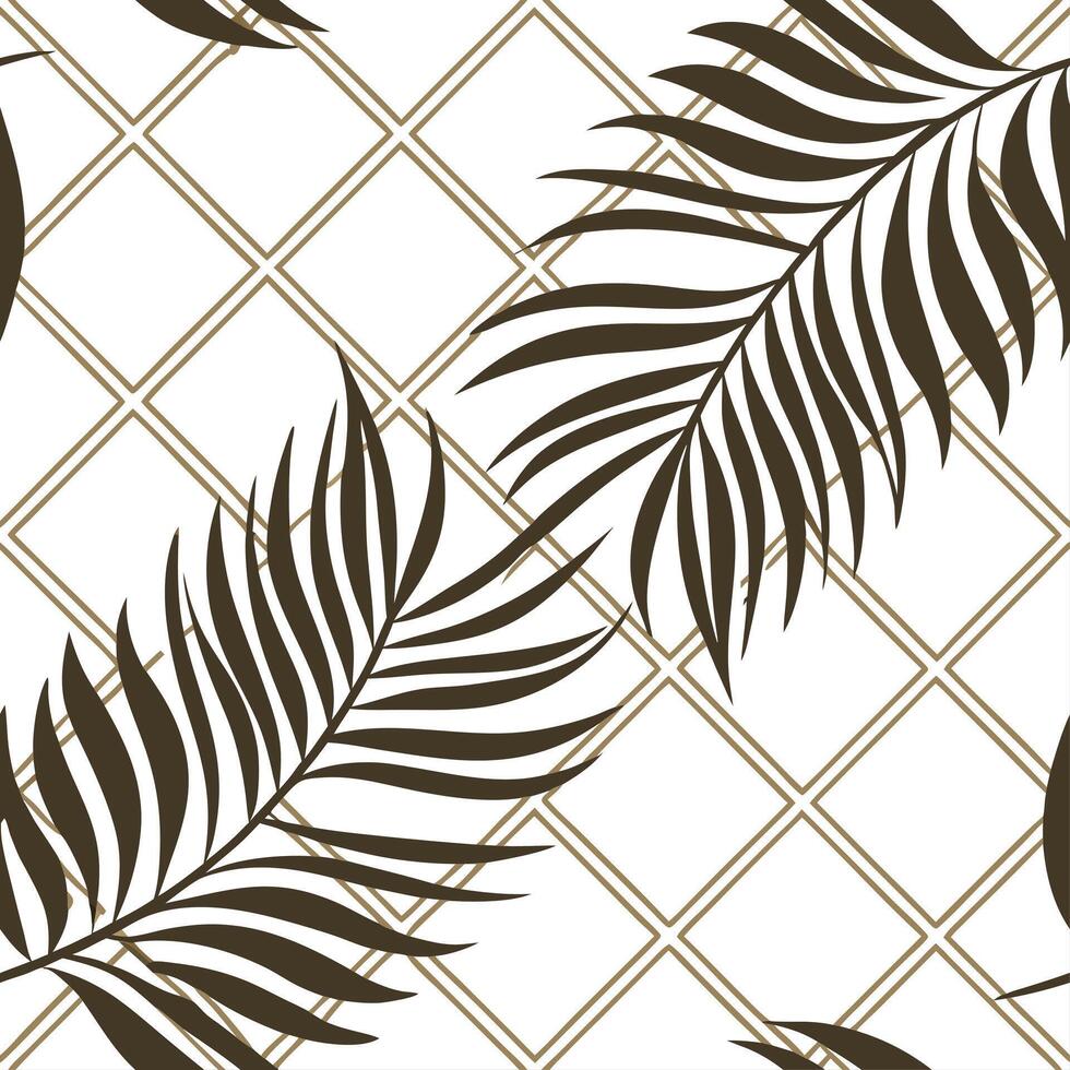 Seamless tropical palm leaf pattern illustration vector