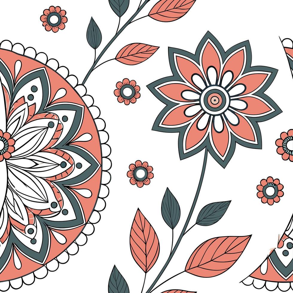 Floral seamless pattern with flowers and leaves vector