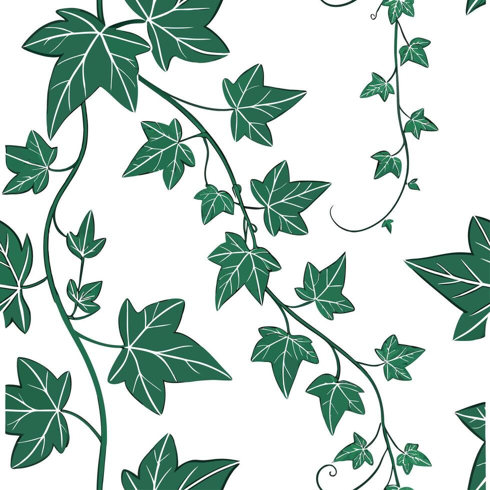 Seamless pattern with green ivy leaves vector