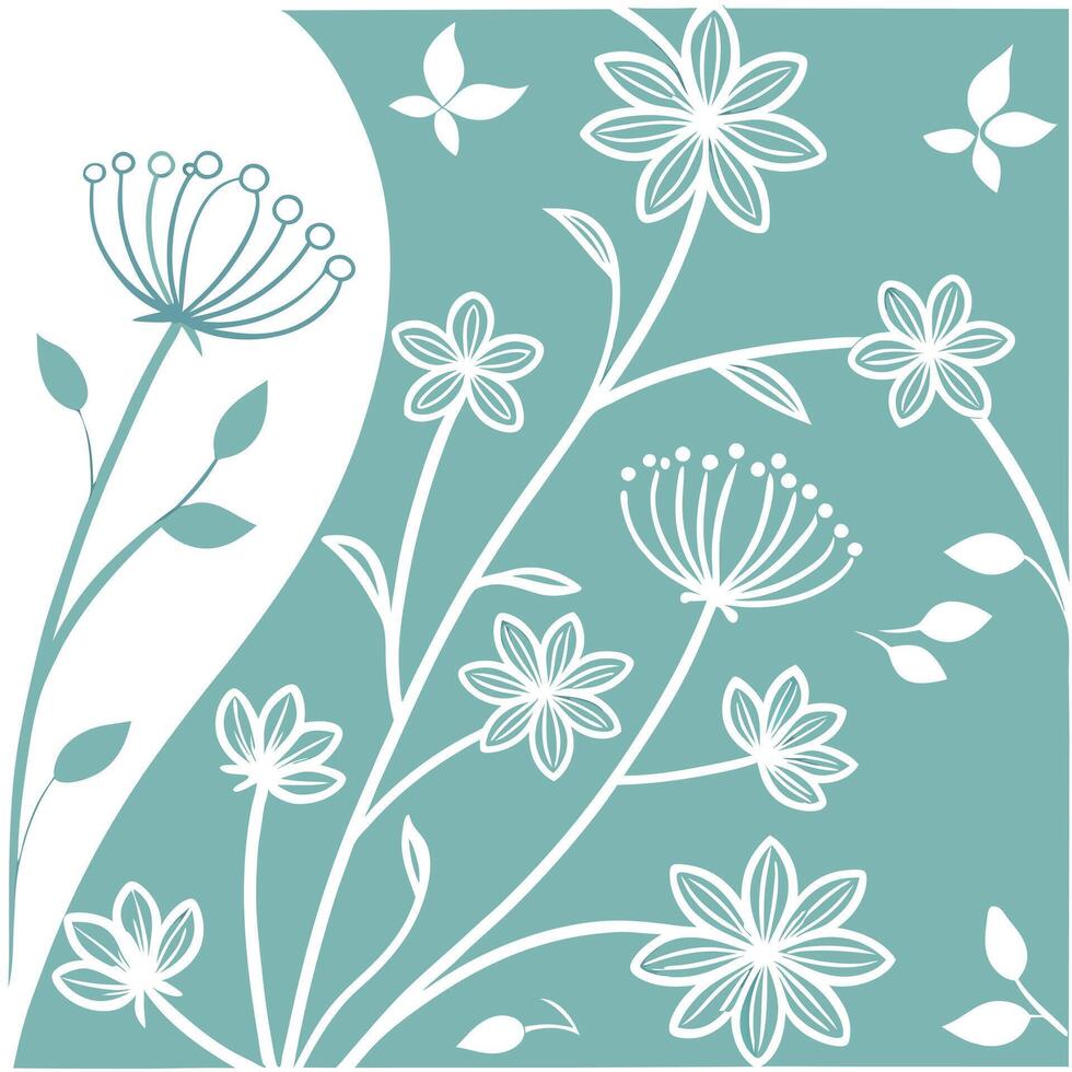 Floral background with butterflies and flowers vector
